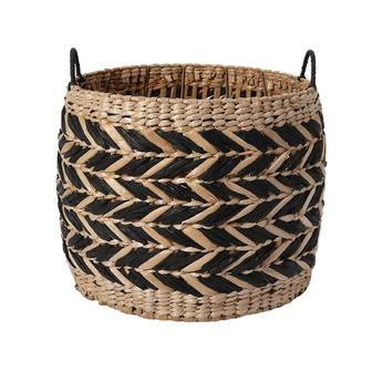 Large Seagrass Wicker Basket With Handle Zigzag Pattern Farmhouse Boho Home Decor | Rusticozy