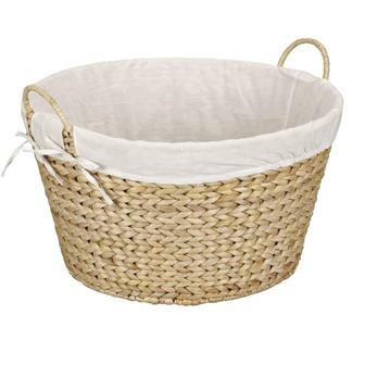 Wicker With Liner Round Wicker Laundry Basket Hamper With Liner Boho Home Decoration | Rusticozy