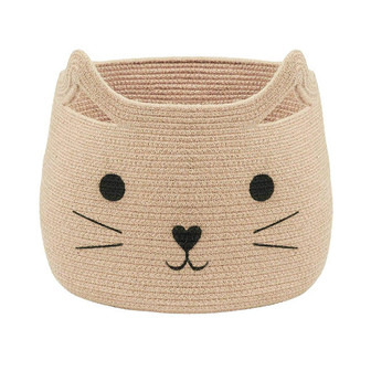 Woven Cat Shaped Wicker Basket Boho Home Decor | Rusticozy