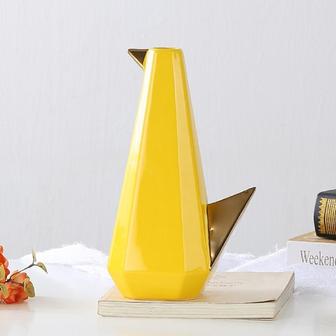 Yellow Ceramic Bird Vase, Modern Vase for Home Décor, Table Decoration | Rusticozy