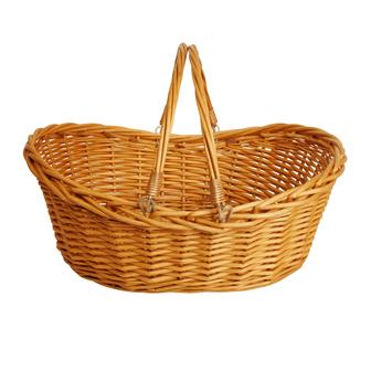 Wicker Easter Basket Light Brown Hand Woven Wicker Ratton Basket for Storage with Handles | Rusticozy