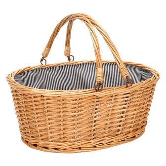 Wicker Easter Basket with Double Folding Handles Natural Large Willow Hamper Picnic Basket | Rusticozy