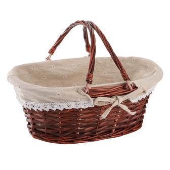 Wicker Easter Basket with Handle Picnic Basket with Liner Willow Organizer Storage Basket Gift For Her | Rusticozy