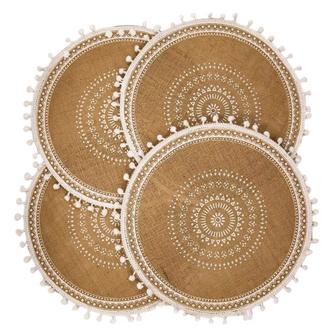 Wicker Table Placemats 15in Round Circle Placemats Boho Set of 4 Farmhouse Decor | Rusticozy