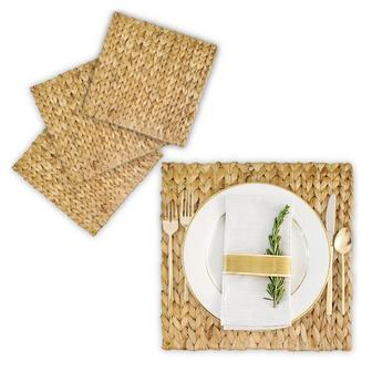 Wicker Placemats Square Woven Placemats for Dining Table Set of 4 13in | Rusticozy