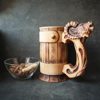 Beer Stein, Wooden Beer Mug Ram, Viking Mug, German Style Mug, Nord Mug - Monsterry