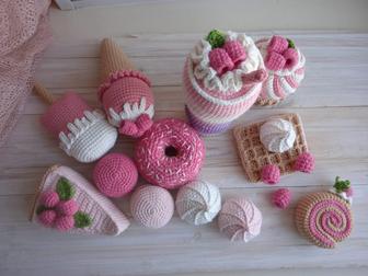 Crochet Sweets Set 12 Pcs Crochet Play Food Set Kitchen Play Set For Kids - Monsterry UK