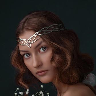 Fantasys Diadem Jewelry Tiara Elven Crown Bridal Hair Vine Wedding Headpiece Bridal Headband Fairy Tiara Rosina - Monsterry