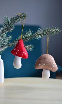 Felt Mushrooms Set Of 6, Woodland Baby Shower Decorations Little Amanita - Monsterry CA