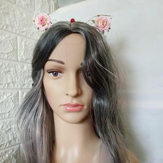 Fun Headband With Cat Ears, Cat Lady Headband, Cat Ears With Roses, Cute Headband - Monsterry