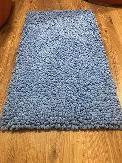 Handmade Blue Carpet, Carpet For Bath, Bathroom Carpet, Alize Carpet, Blue Rug For Living Room, Bathroom Rug, Non Slip - Monsterry AU