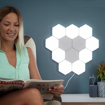 Hexagon Modular Touch Led Tile Lights (set Of 5) - Monsterry UK