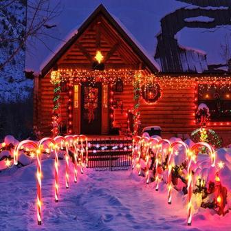 Solar Path Light Candy Canes For Christmas Decor - Monsterry
