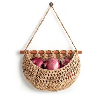 Jute Fruit Basket Oval Boho Wall Baskets Woven Jute Basket Storage for Kitchen | Rusticozy