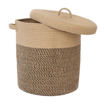 Black Mix Jute Storage Basket With Handles Extra Large Seagrass Laundry Basket With Lid | Rusticozy