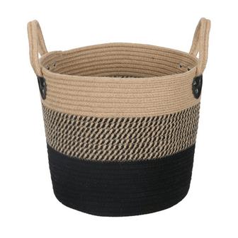 Black and Brown Jute Baskets With Handles Small Woven Plant Basket Home Decor | Rusticozy
