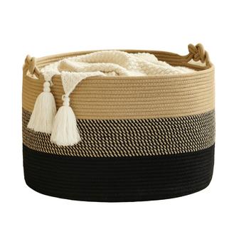 Black Jute Basket Large Blanket Basket for storage Baby Laundry Hamper | Rusticozy UK