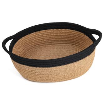 Black Jute Basket Small Woven Chest Box with Handles Basket Room Storage Basket | Rusticozy