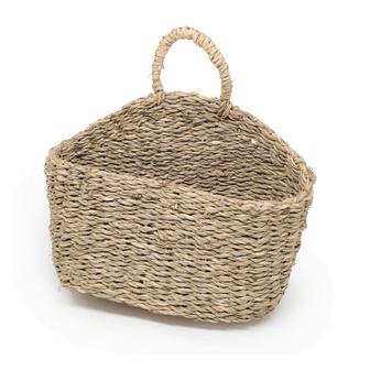 Natural Small Seagrass Hanging Wall Basket Hobo Home Decor | Rusticozy