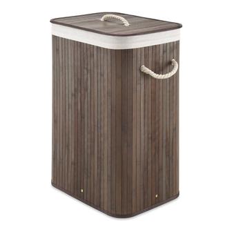 Dark Brown Bamboo Laundry Basket with lid and handles for Laundry Bathroom Room | Rusticozy