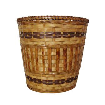 Natural Round Bamboo Waste Planting Basket with plastic Lining Rattan Basket For Plant | Rusticozy