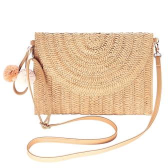 Light Brown Wicker Bag Straw Crossbody Shoulder Bag Casual Beach Straw Handmade Bag Gift For Her | Rusticozy