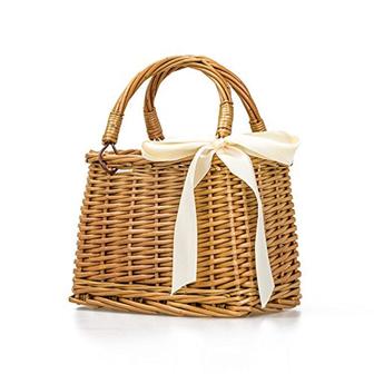 Khaki Rectangular Wicker Bag vintage chic Basket Purse Women Straw Tote Gift For Her | Rusticozy
