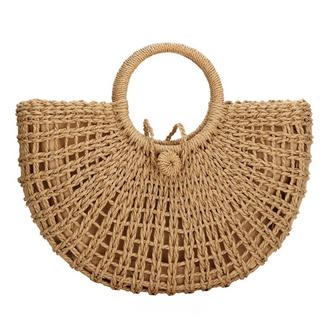 Brown Wicker Bag Natural Chic Straw Handbag for Women Beach Summer Gift For Her | Rusticozy