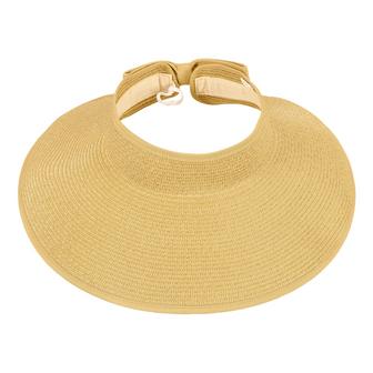 Beige Straw Hat UPF 50+ Wide Brim Roll-up Straw Sun Hat Sun Visor Beach Summer Hat | Rusticozy