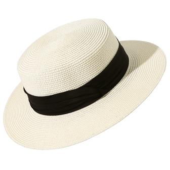 Ivory White Straw Hat Wide Brim Straw Boater Hat Foldable Beach Hat for Women Summer | Rusticozy