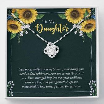 "A Gift For Daughter" From Mom/Dad Love Knot Necklace - Your Strength - Seseable