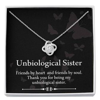 Best Gift For Unbiological Sister Love-Knot Necklace With Pod Message Card - Seseable