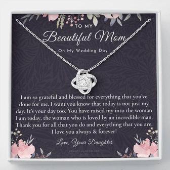 Bride To Mom Gift, To Mom On Wedding Day From Daughter, Gift From Bride To Mom On Wedding Day, Wedding Day Gift To Mom, Love Knot Necklace-Gift - Seseable
