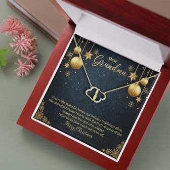 Christmas Gift For Grandma, Double Hearts Grandmother Necklace, Love Knot Necklace, Nana, Mama, Grandparents, Grandkids, For Her, For Women - Seseable
