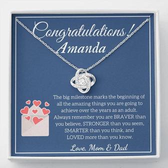 Congratulations! Amanda - Love, Mom & Dad - Love Knot Necklace | Seseable UK