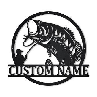 Personalized Bass Fishing Monogram Metal Sign, Custom Name, Bass Fishing Gift, Custom Bass Fishing Metal Sign - Seseable