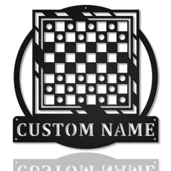 Personalized Game Checkers Monogram Metal Sign, Custom Name, Game Checkers, Game Lover Sign, Decoration For Living Room, Custom Game Metal Sign - Seseable