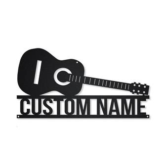 Personalized Guitar Acoustic Metal Sign. Custom Name, Guitar Acoustic Metal Wall Art Decor, Custom Guitar Metal Sign - Seseable