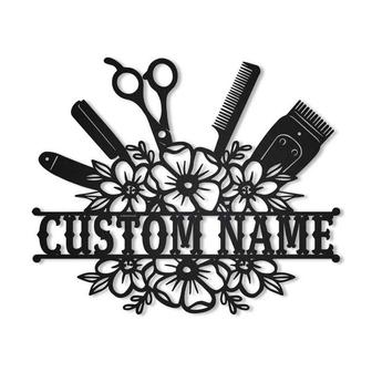 Personalized Hair Stylist Metal Sign, Custom Name, Hair Stylist Monogram Sign, Hair Stylist Gift, Custom Hair Metal Sign - Seseable
