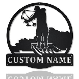 Personalized Bowfishing Monogram Metal Sign, Custom Name, Bowfishing Sign, Fishing Lover, Custom Hobby Metal Sign | Seseable CA
