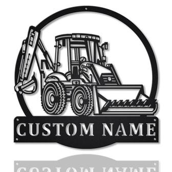 Personalized Backhoe Loader Truck Monogram Metal Sign, Custom Name, Backhoe Loader Truck Housewarming Outdoor, Custom Job Metal Sign | Seseable CA