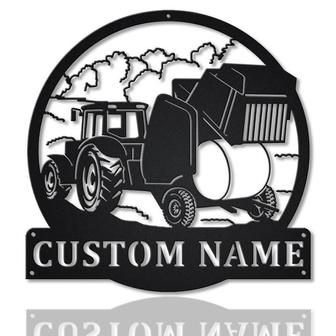 Personalized Farm Round Baler Metal Sign, Custom Name, Farm Tractor Monogram Decor Sign, Farmer Gift, Custom Job Metal Sign | Seseable CA