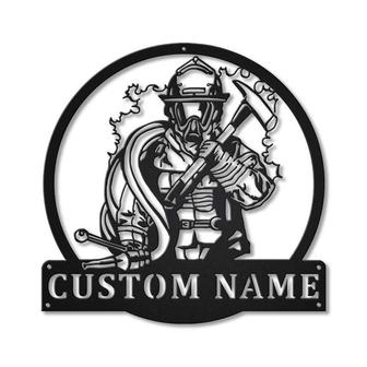 Personalized Fireman Firefighter Metal Sign, Custom Name, Fireman Firefighter Monogram Sign, Custom Job Metal Sign | Seseable CA