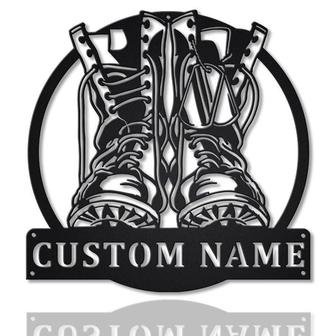 Personalized Military Boots Fallen Soldier Metal Sign, Custom Name, Fallen Soldier, Army Gift Decoration, Custom Job Metal Sign - Seseable