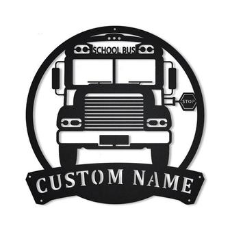 Personalized School Bus Driver Metal Sign, Custom Name, School Bus Driver Monogram Sign, Bus Driver Gifts, Custom Job Metal Sign - Seseable