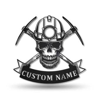 Personalized Skull Mining Metal Sign, Custom Name, Skull Mining Job Gift, Custom Job Metal Sign - Seseable