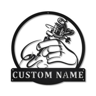 Personalized Tattoo Artist Metal Sign, Custom Name, Tattoo Artist Monogram Metal Sign, Tattoo Artist Gifts, Custom Job Metal Sign - Seseable
