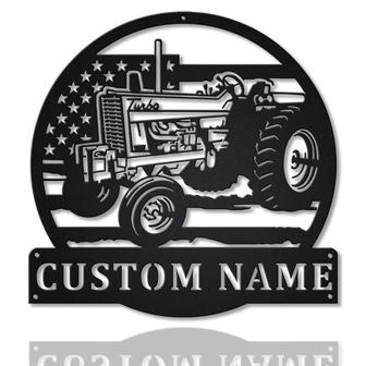 Personalized USA Farm Tractor Metal Sign, Custom USA Farm Tractor Monogram Sign, Farmer Gift, Decor, Custom Job Metal Sign - Seseable