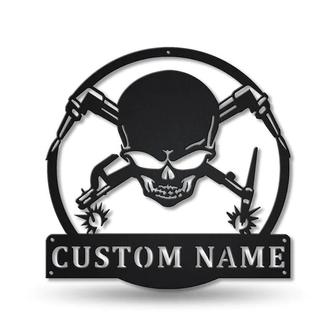 Personalized Welder Fabricator Monogram Metal Sign, Custom Name, Welder Gift, Custom Job Metal Sign - Seseable