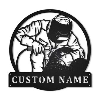 Personalized Welder Monogram Metal Sign, Custom Name, Welder Gift, Custom Job Metal Sign - Seseable